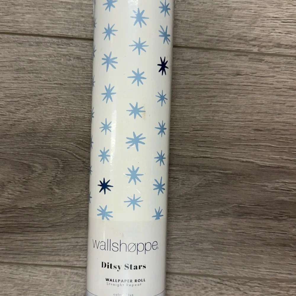 New! Custom Made Ditsy Stars Blue Wallpaper Roll, Covers 52-60 sq. ft.